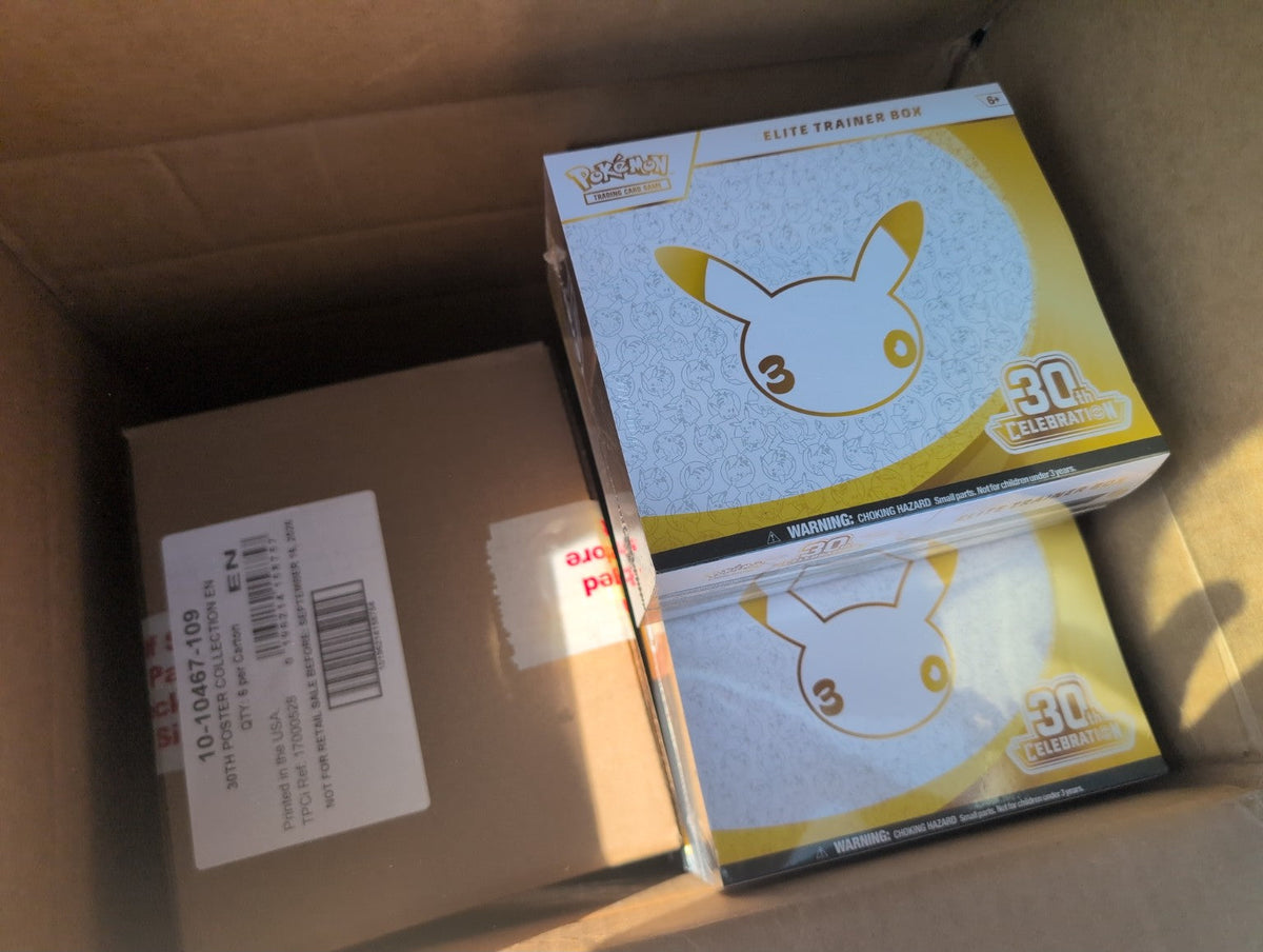 Pokémon 30th Anniversary Elite Trainer Boxes from the newly received shipment